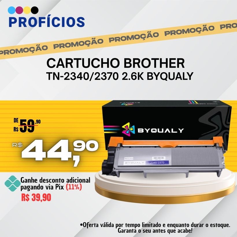Cartucho Brother TN-2340/2370 2.6K Byqualy de R$ 59,90 por R$ 44,90